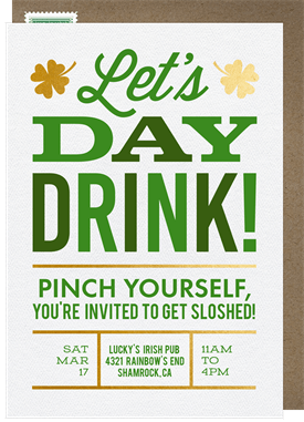 'Let's Day Drink!' St. Patrick's Day Invitation