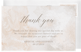 'Soft Etched Florals' Wedding Thank You Note
