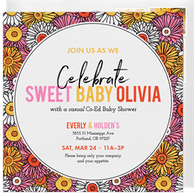 'Joyful Gerbera Daisies' Baby Shower Invitation