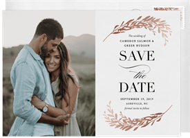 'Classic Foiled Laurels' Wedding Announcement