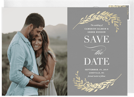 'Classic Foiled Laurels' Wedding Announcement