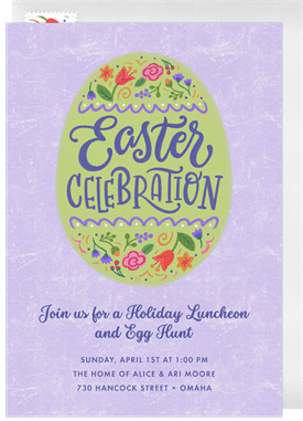 'Floral Easter Egg' Easter Invitation