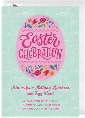 'Floral Easter Egg' Easter Invitation
