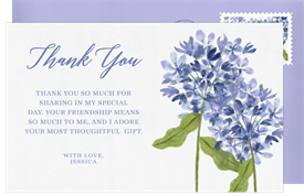 'Hand-painted Hydrangeas' Bridal Shower Thank You Note