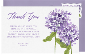 'Hand-painted Hydrangeas' Bridal Shower Thank You Note
