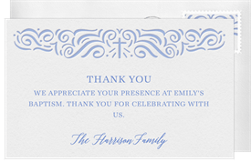 'Border Cross' Baptism Thank You Note