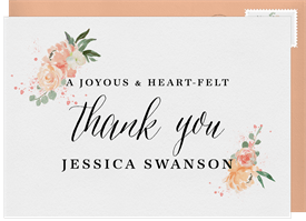 'Peach Blooms' Bridal Shower Thank You Note