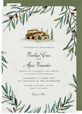 'Spanish Vineyard' Wedding Invitation