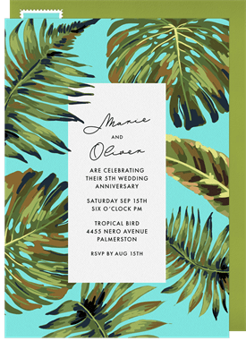 'Palm Leaves' Anniversary Party Invitation