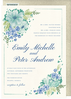 'Corner Florals' Wedding Invitation