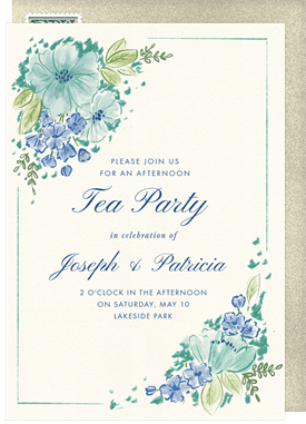 'Corner Florals' Tea Party Invitation