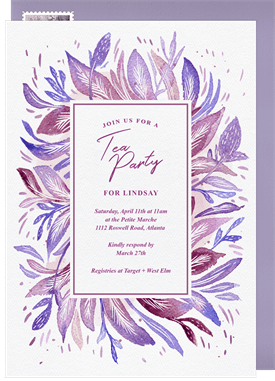 'Whimsical Botanicals' Tea Party Invitation