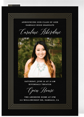 'Formal Gold Frame' Graduation Invitation