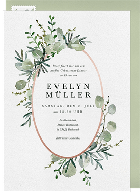 'Eucalyptus Frame' Adult Birthday Invitation