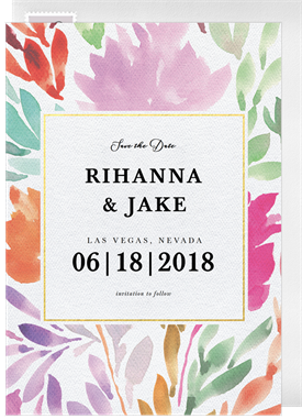 'Watercolor Flowers' Wedding Save the Date