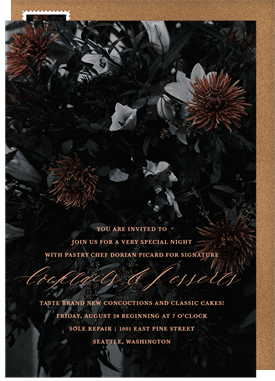 'Dark Vintage Florals' Entertaining Invitation