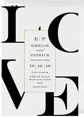 'Typography Love' Wedding Invitation