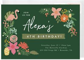 'Tropical Flowers' Kids Birthday Invitation