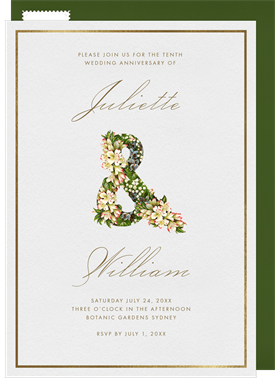 'Floral Ampersand' Anniversary Party Invitation