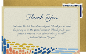 'Colorful Mosaic' Bar Mitzvah Thank You Note