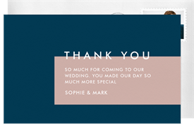 'Trendy Colorblock' Wedding Thank You Note