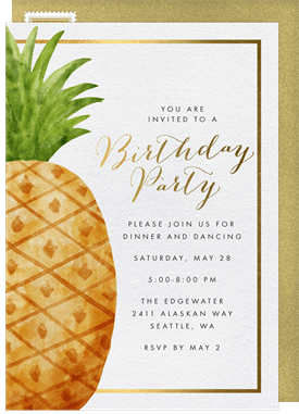 'Summer Pineapple' Adult Birthday Invitation