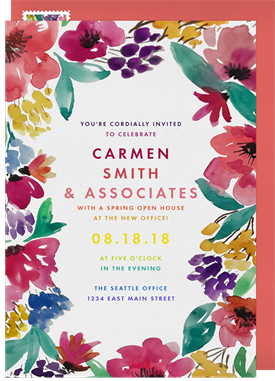 'Bright and Bold Florals' Open House Invitation