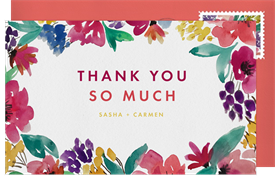 'Bright and Bold Florals' Wedding Thank You Note