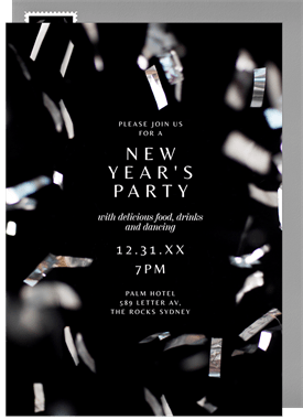 'Confetti Shimmer' New Year's Party Invitation