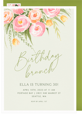 'Lovely Rose Bouquet' Adult Birthday Invitation