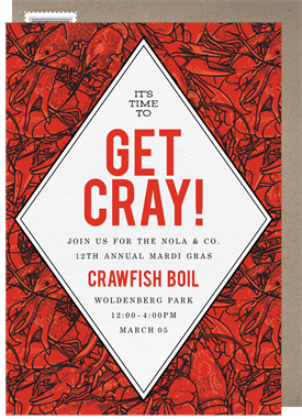 'Cajun Crawfish' Entertaining Invitation