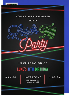 'Laser Tag' Kids Birthday Invitation