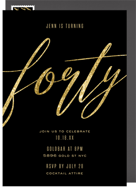 'Forty Flourish' Adult Birthday Invitation