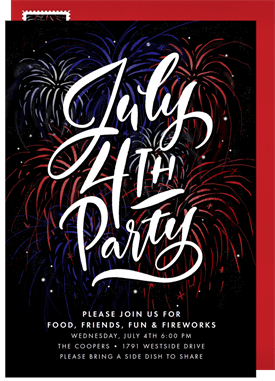'Classic Fireworks' Fourth of July Invitation