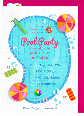 'Dive In' Kids Birthday Invitation