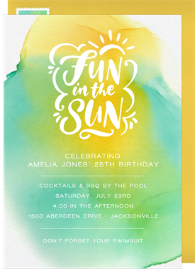 'Bright Splashes' Adult Birthday Invitation