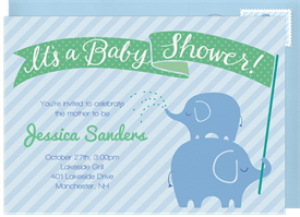'Stacked Elephants' Baby Shower Invitation