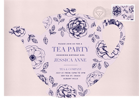 'Dainty Teapot' Adult Birthday Invitation