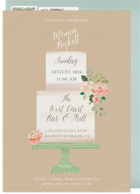 'Two Tiered Cake' Bridal Shower Invitation