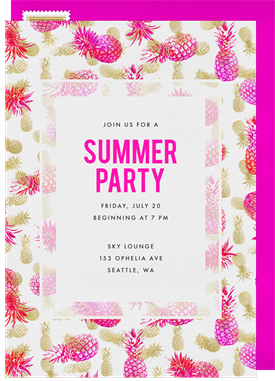'Golden Pineapples' Summer Party Invitation