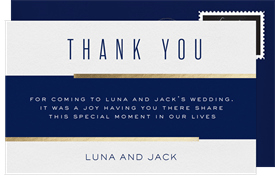 'Gold Highlights' Wedding Thank You Note