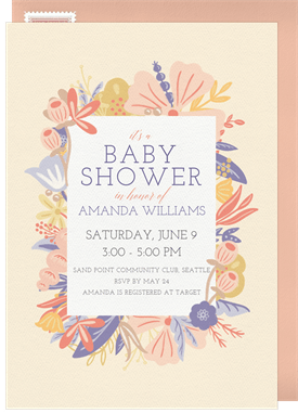 'Sweet Floral Border' Baby Shower Invitation