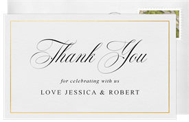 'Simple Gold Grid' Bridal Shower Thank You Note