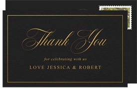 'Simple Gold Grid' Bridal Shower Thank You Note
