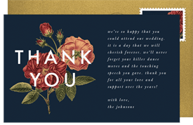 'Red Red Rose' Wedding Thank You Note
