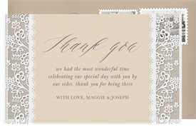 'Lovely Lace' Wedding Thank You Note
