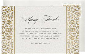 'Luxurious Lace' Wedding Thank You Note