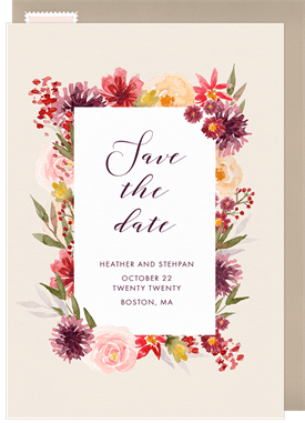 'Rich Fall Florals' Wedding Save the Date