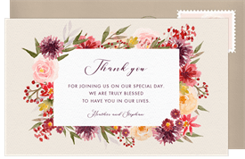 'Rich Fall Florals' Wedding Thank You Note