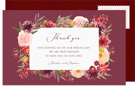 'Rich Fall Florals' Wedding Thank You Note